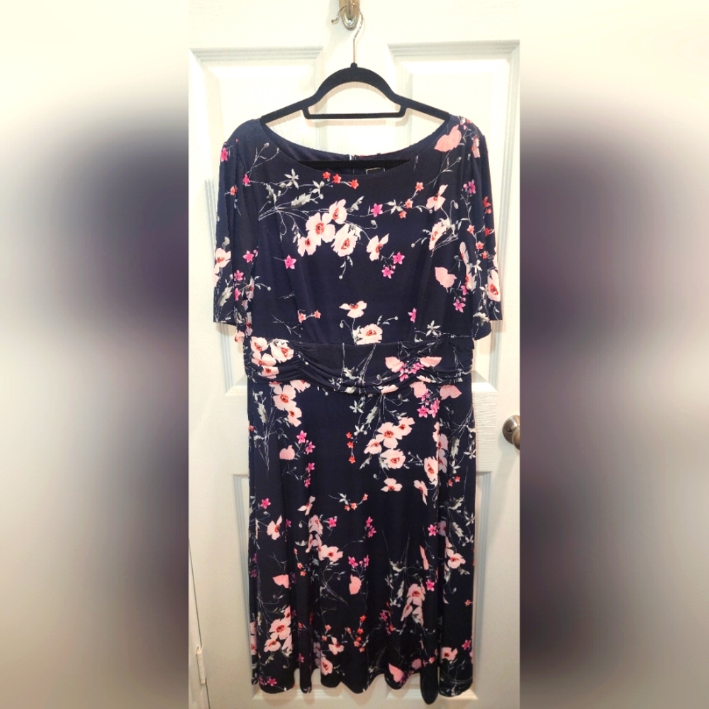 Pink and Blue Midi Sundress with Dolman Sleeves